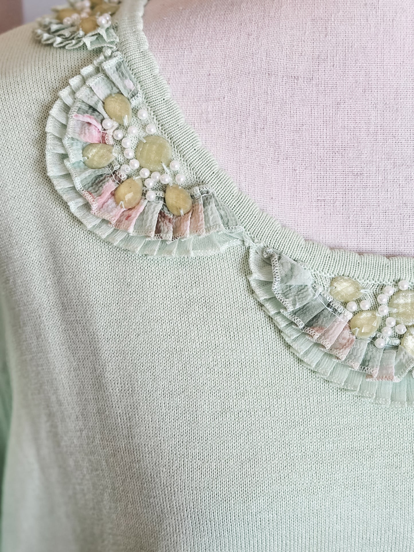 Pale Green Short Sleeve Sweater 1X