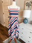 Blue Pink Striped Dress S/M