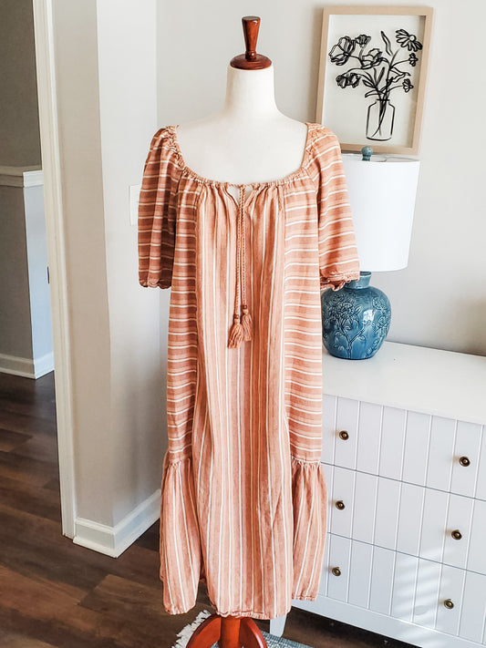 Pink Striped Dress L