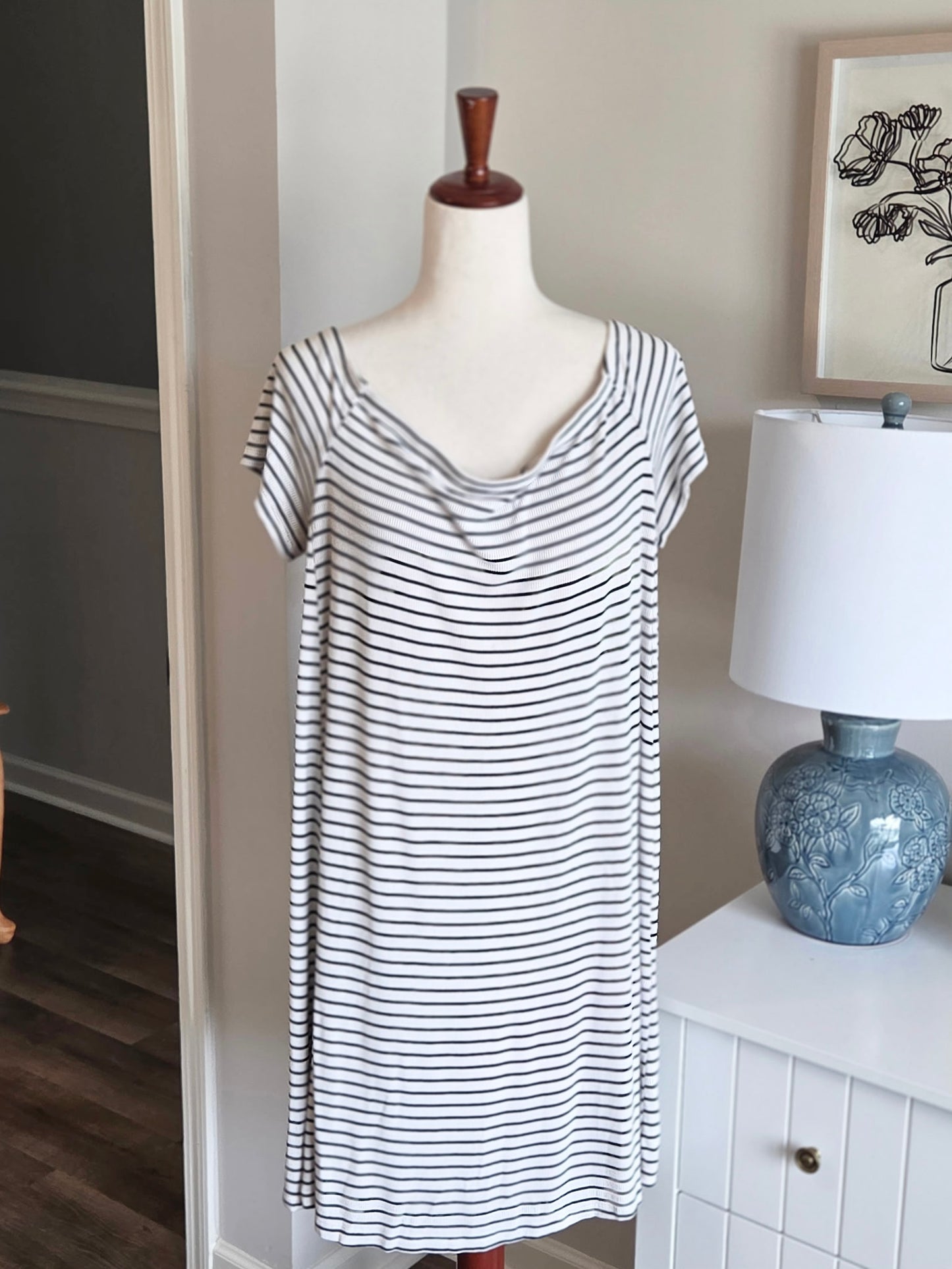 Black Off White Striped Dress