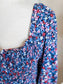 Blue Red Pink Floral Smocked Top M