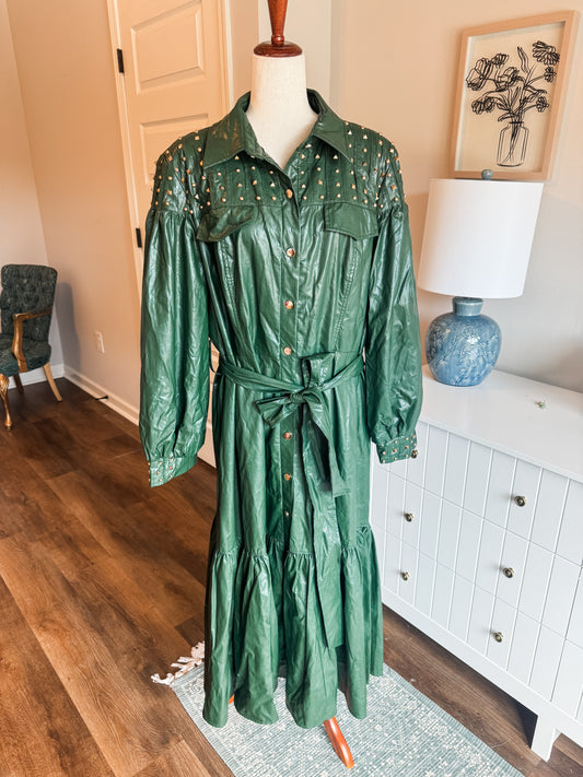 Green Faux Leather Maxi Dress 18