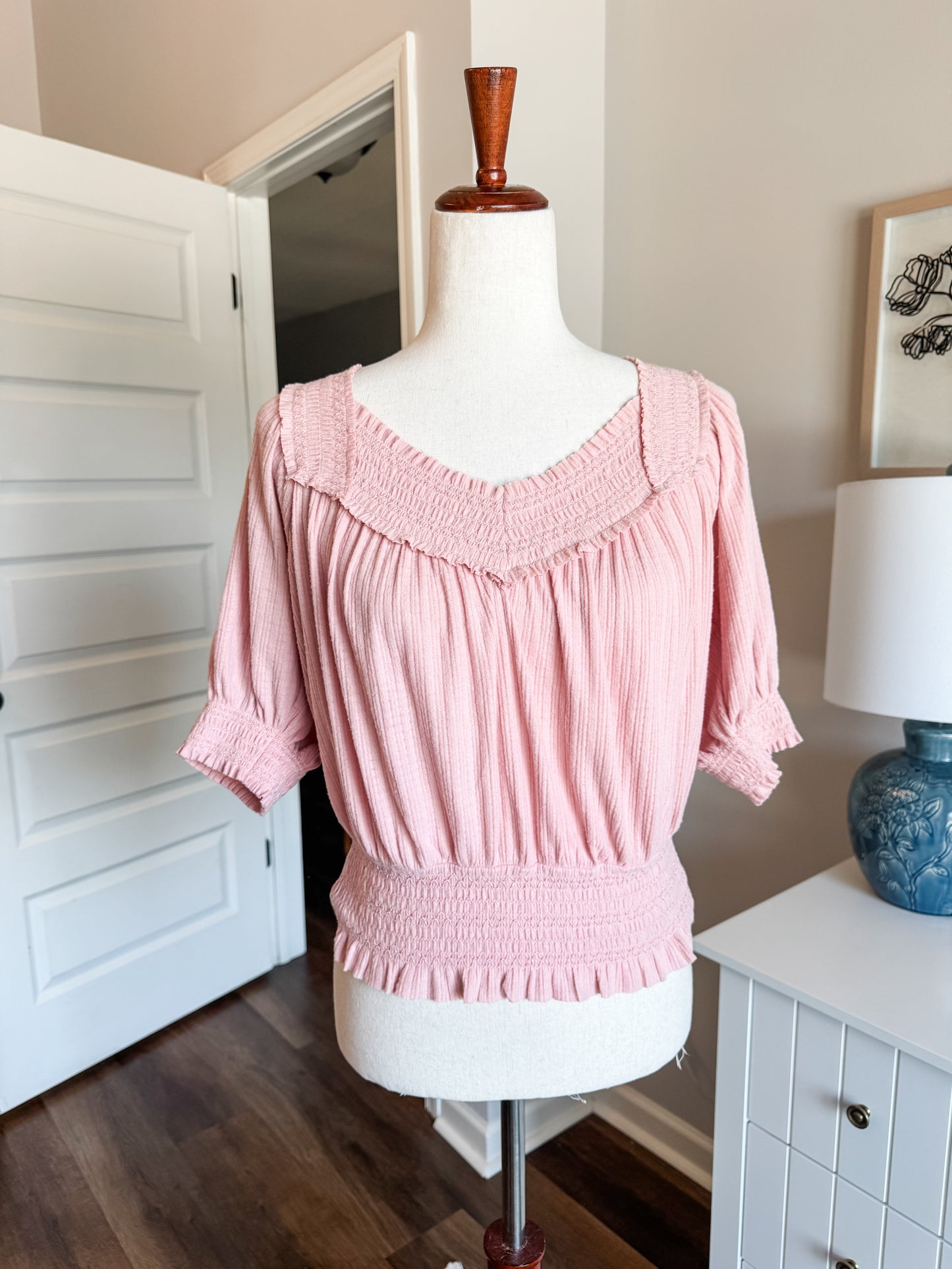 NWT Pink Smocked Crop Top XL