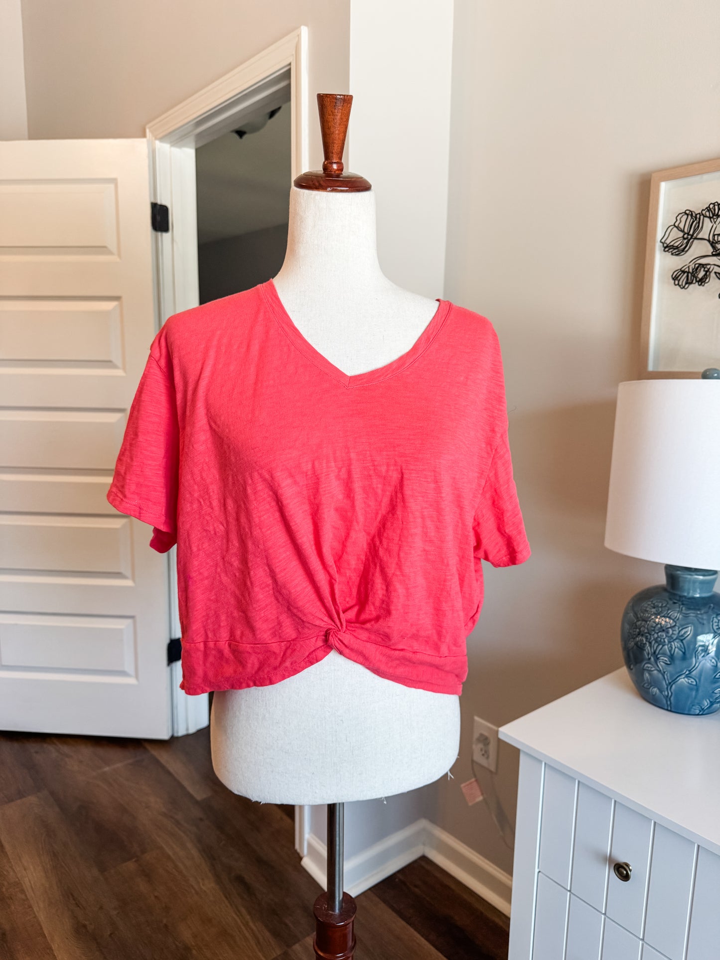 Pink Cotton Crop Tee XL