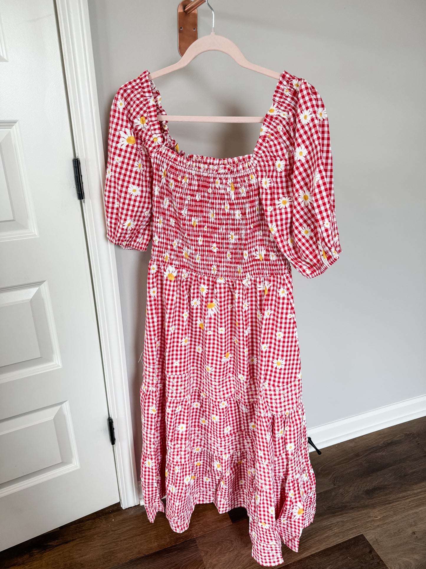 Red Daisy Smocked Dress