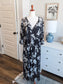 Black Gray Floral Maxi Dress 18W