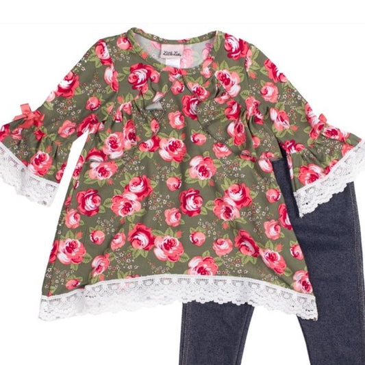Green Pink Floral Top Youth 5