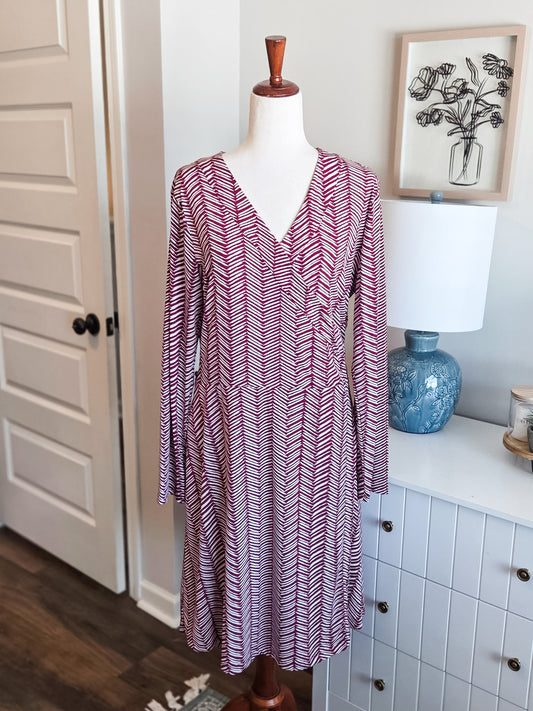 Burgundy White Wrap Dress XL