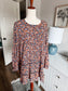 Black Orange Blue Floral Tunic L/XL