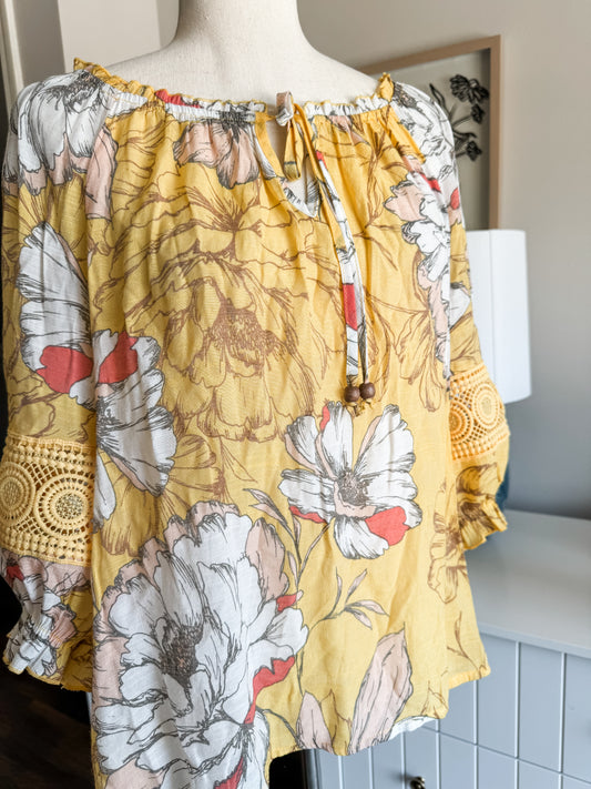 Yellow Floral Top M