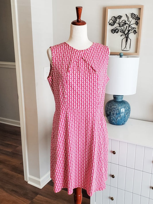 Pink White Print Cotton Dress XL