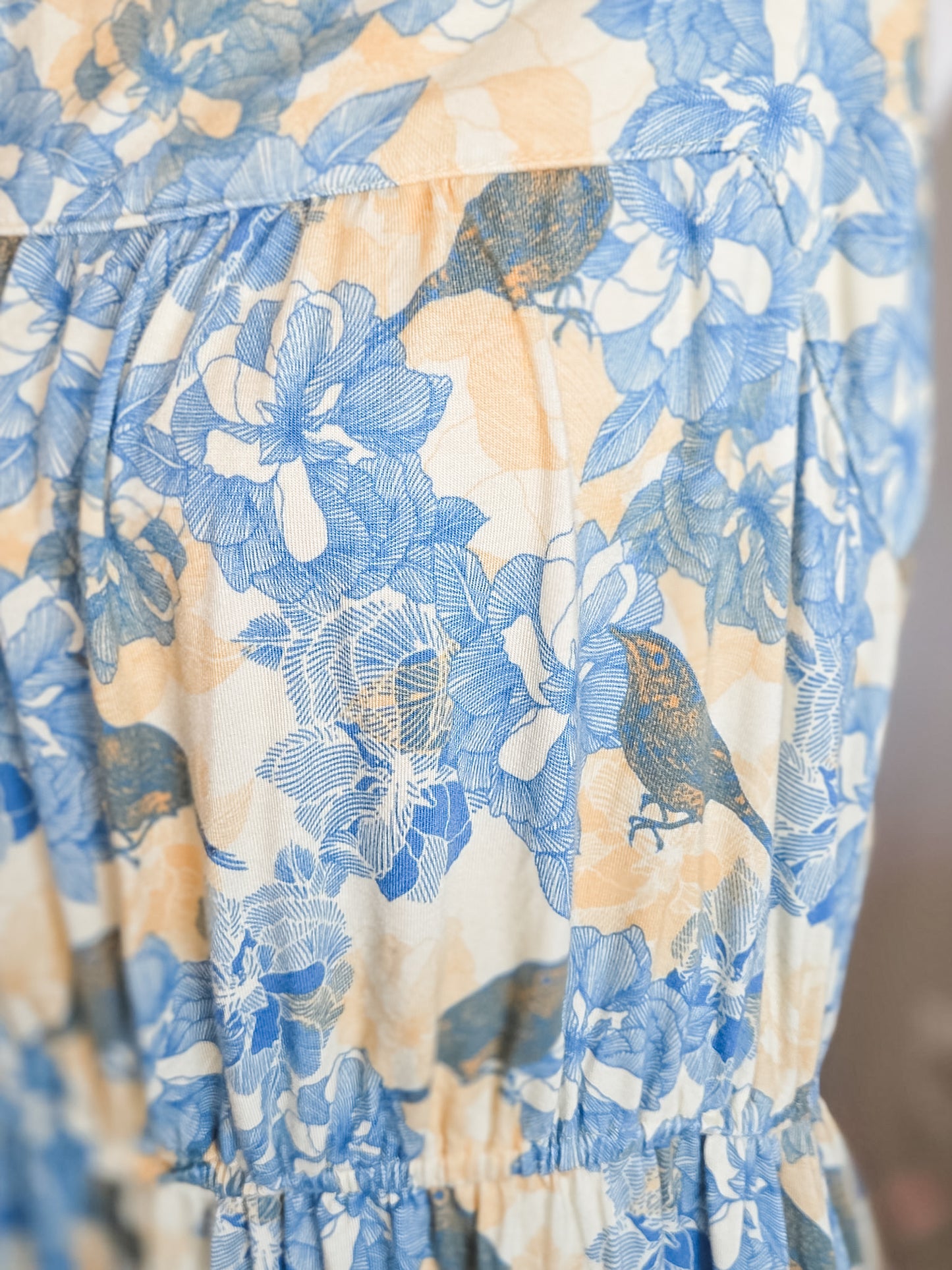 Yellow Blue Floral Dress XL