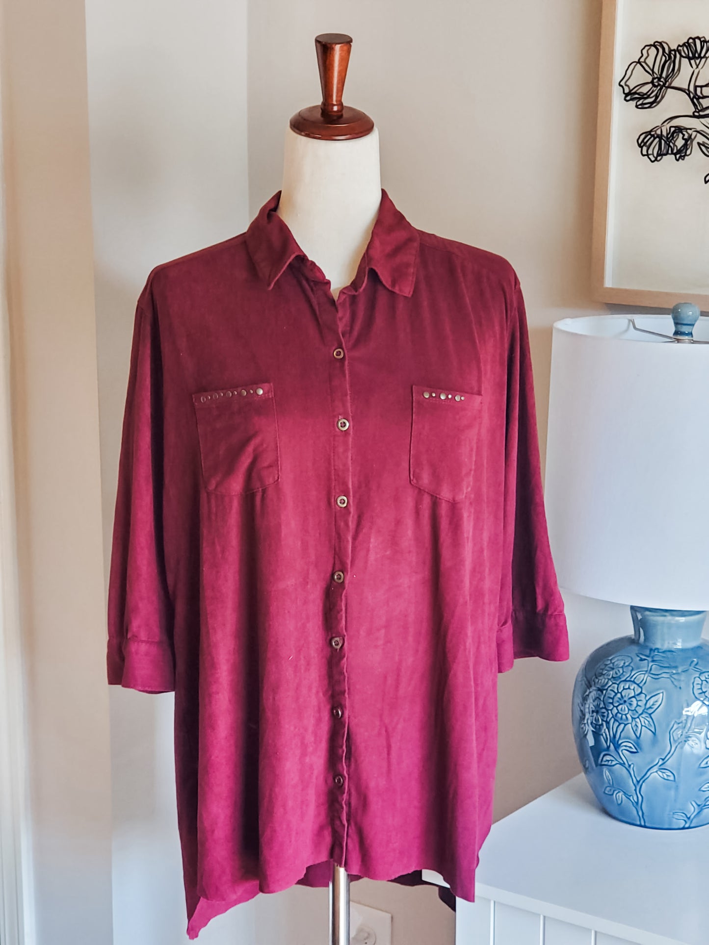 Dark Burgundy Knit Button Up L/XL