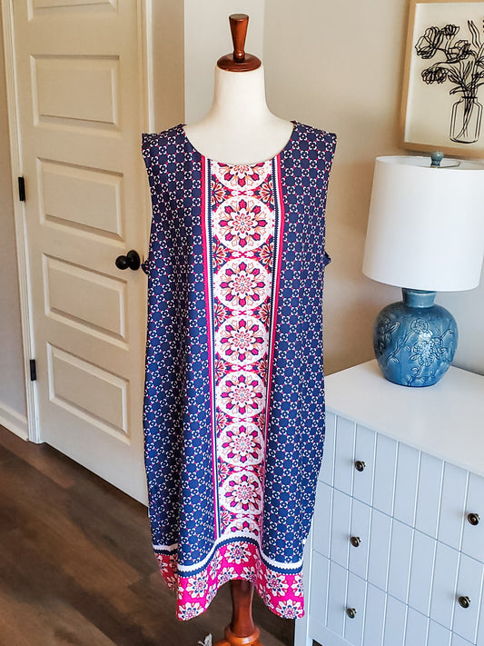 NWT Navy Print Dress 3X