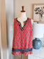 Red Navy Print Tank XL