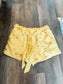 Yellow Checked Embroidered Shorts L