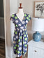 Navy Purple Green Print Dress 4P