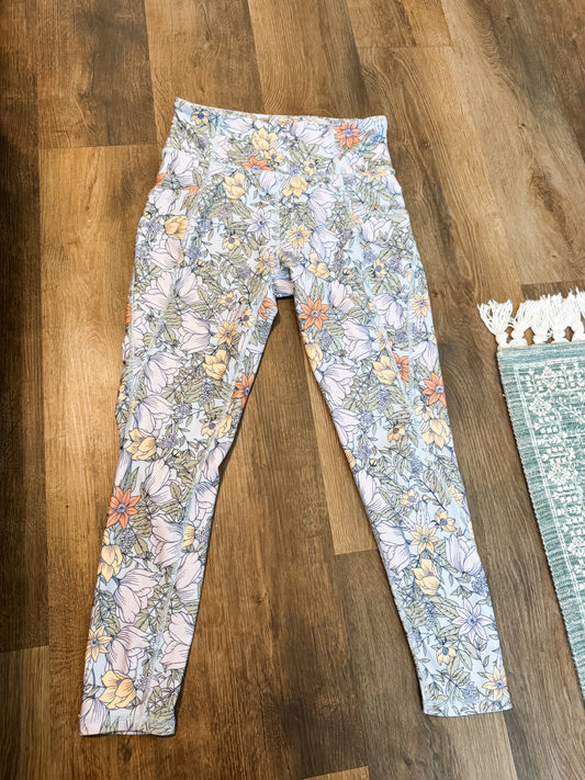 Purple Floral Pocket Leggings L