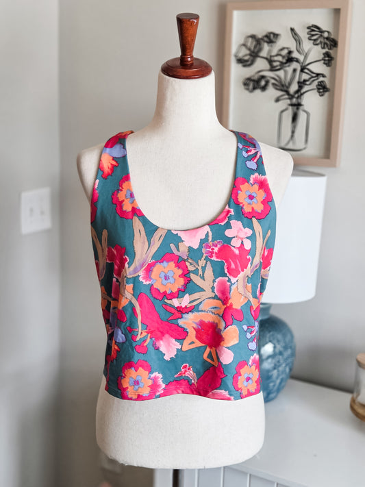 Green Floral Sports Bra 2X