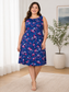 Navy Pink Floral Dress XL
