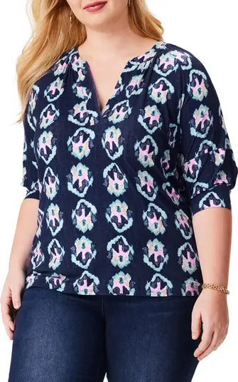 Navy Print Top L