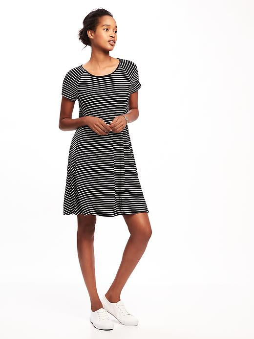 Black White Striped Dress XS