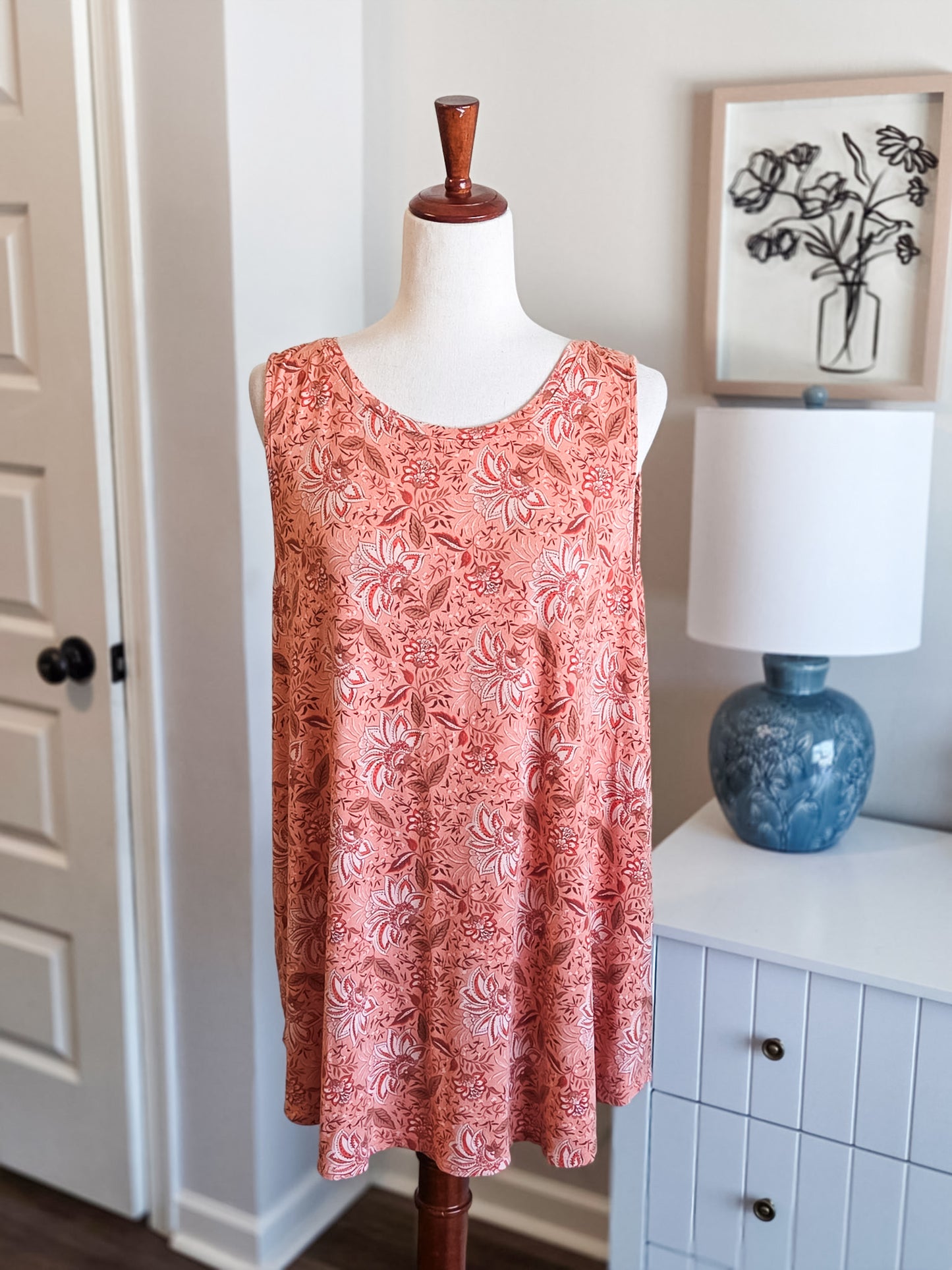 Coral Floral Tank XXL