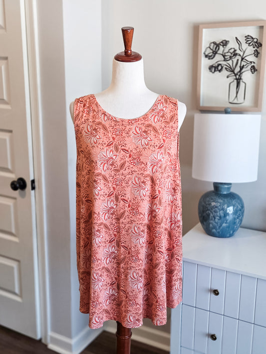 Coral Floral Tank XXL