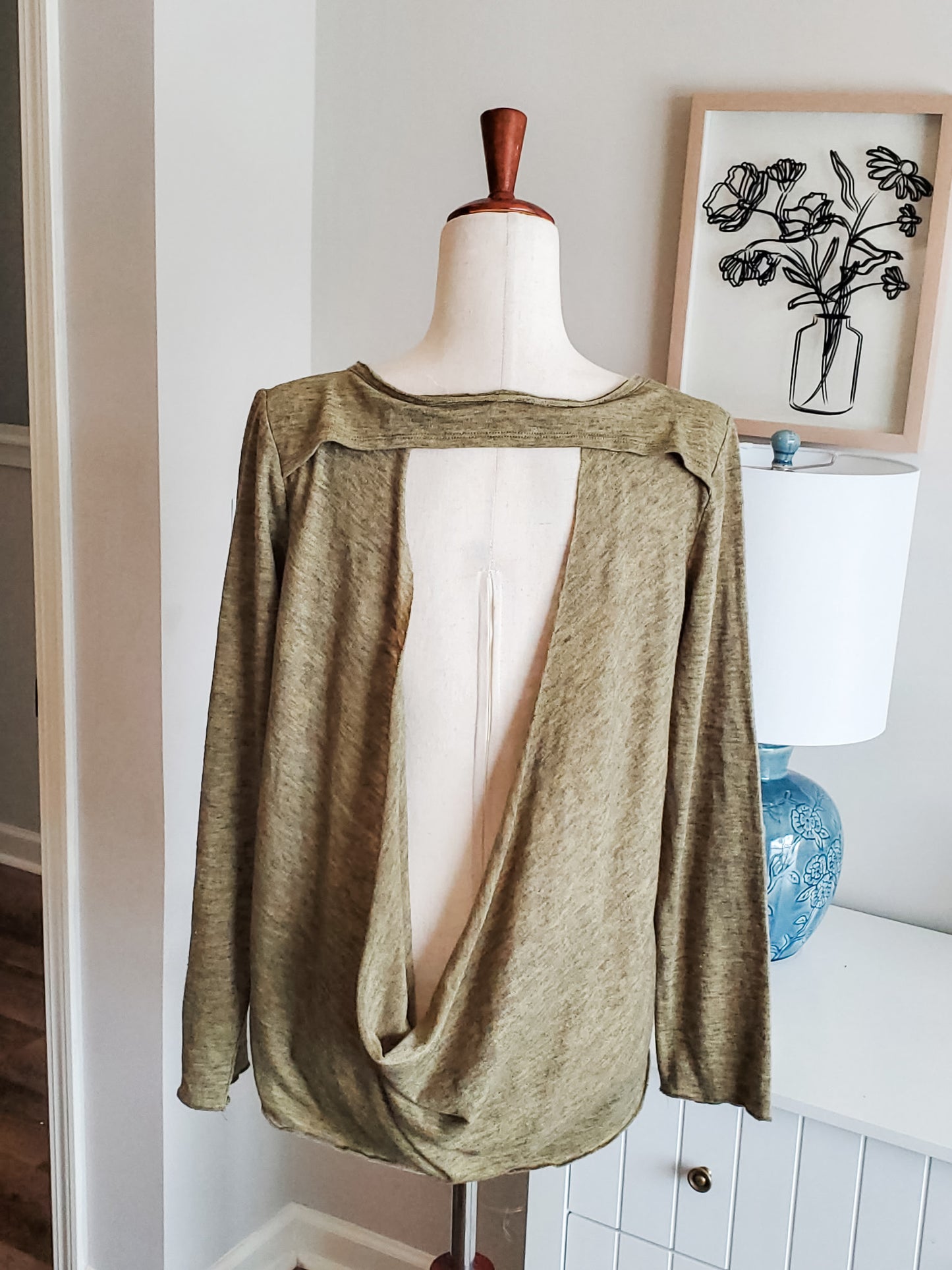 Olive Green Open Back Top M