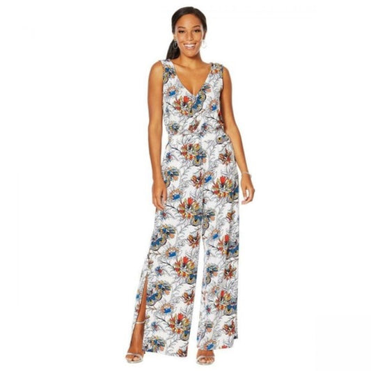 White Floral Jumpsuit S Tall