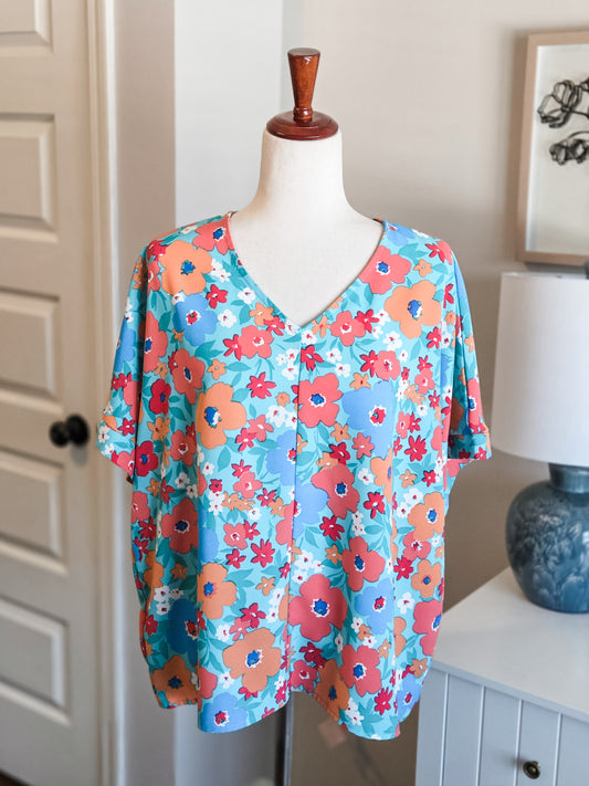Multi Color Floral Top M