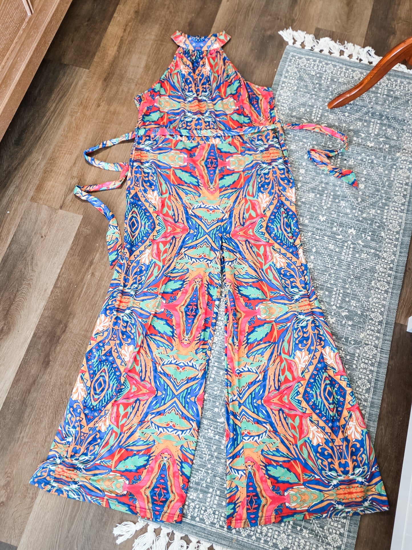 Multi Color Print Jumpsuit 2-3X