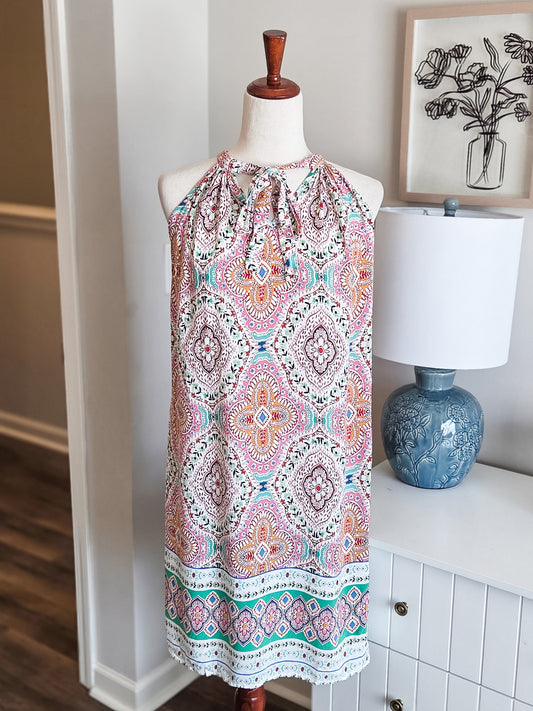 Multi Color Print Tank Dress S