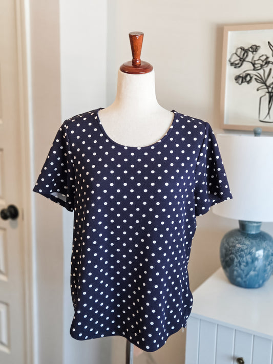 Navy Polka Dot Top L