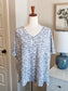 Blue White Print Cotton Tee XL