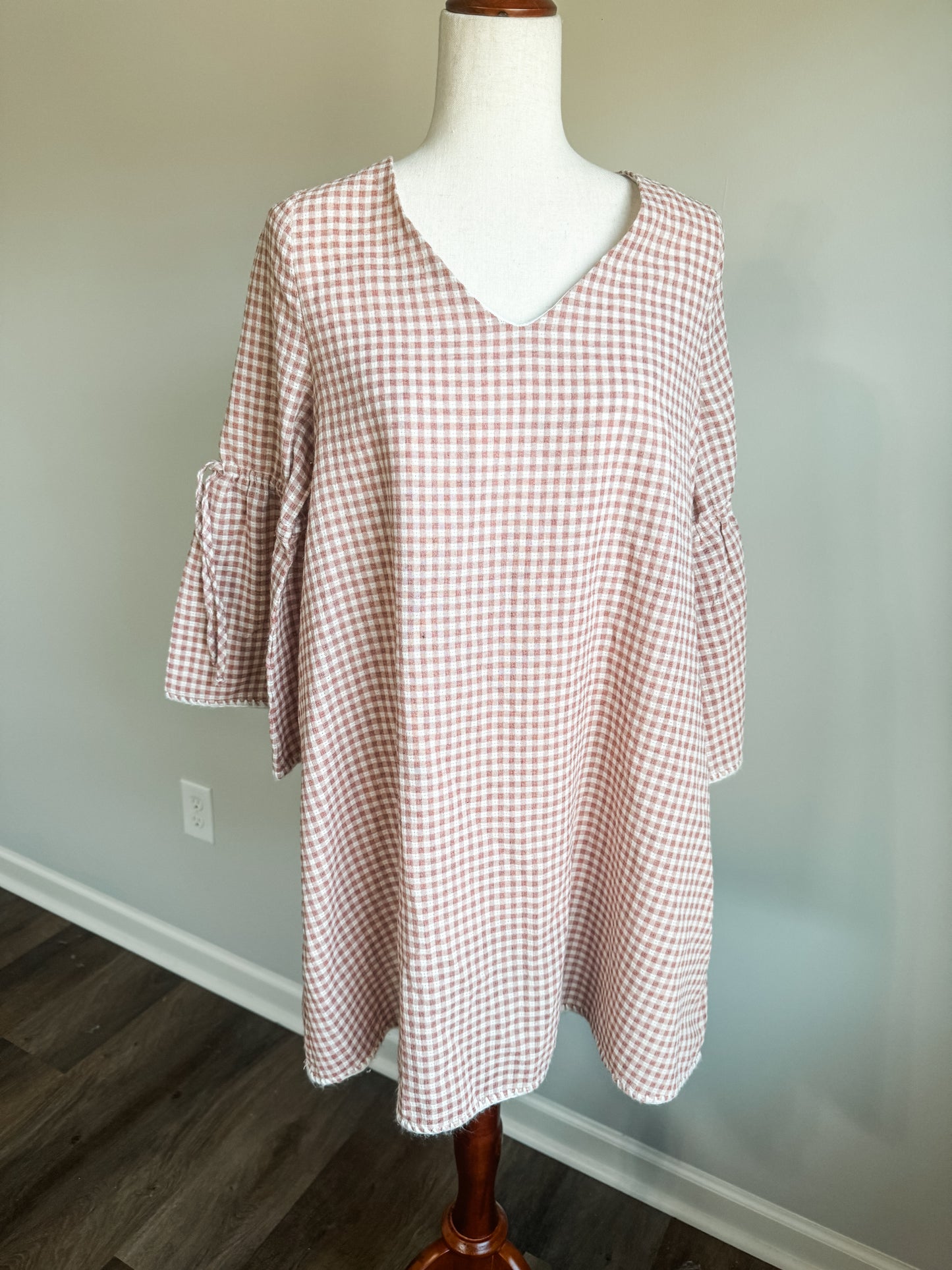 Pink White Checked Dress S