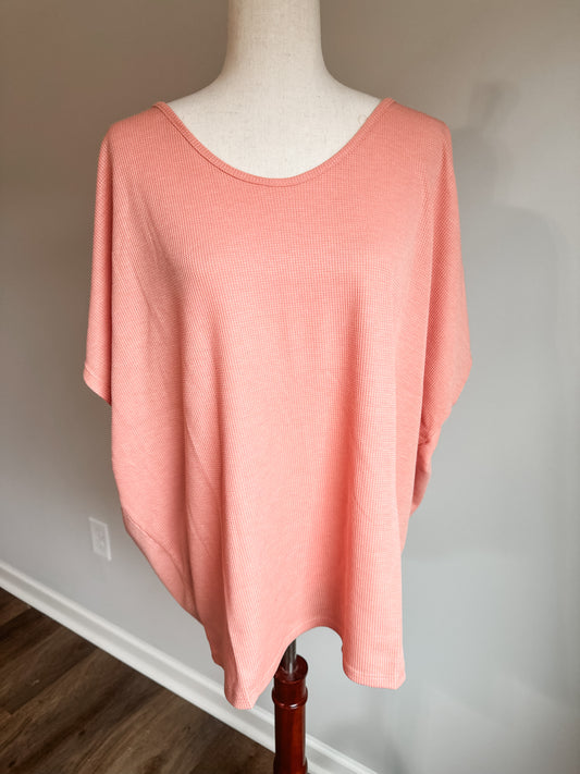 Pink Textured Top 1X