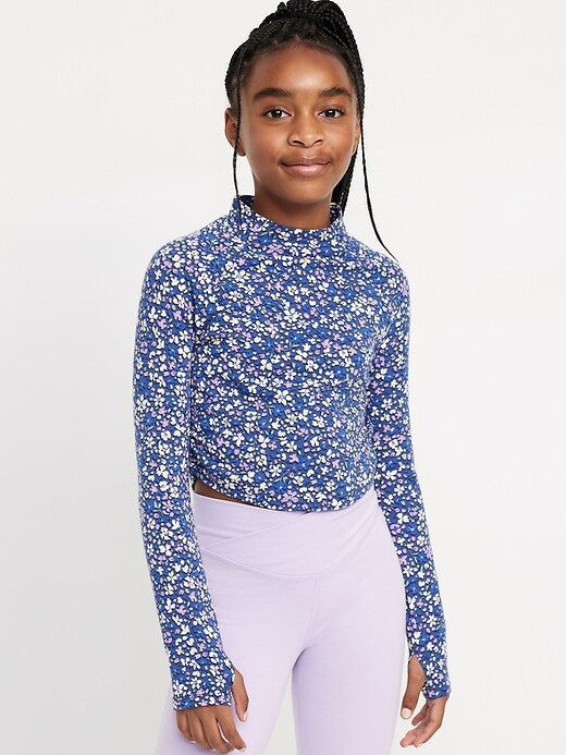 Blue Purple Floral Athletic Top Youth S