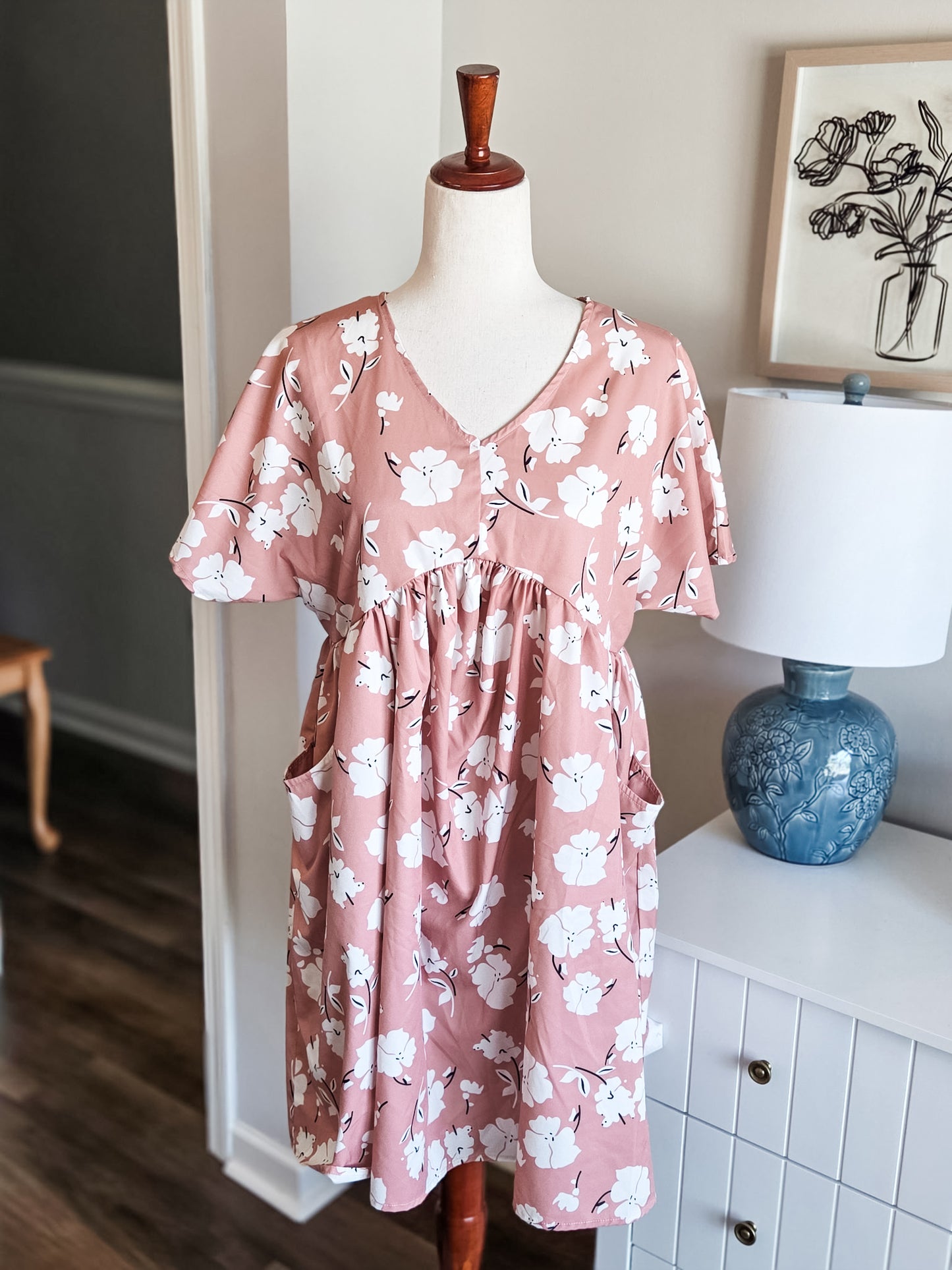 Peach Floral Dress S