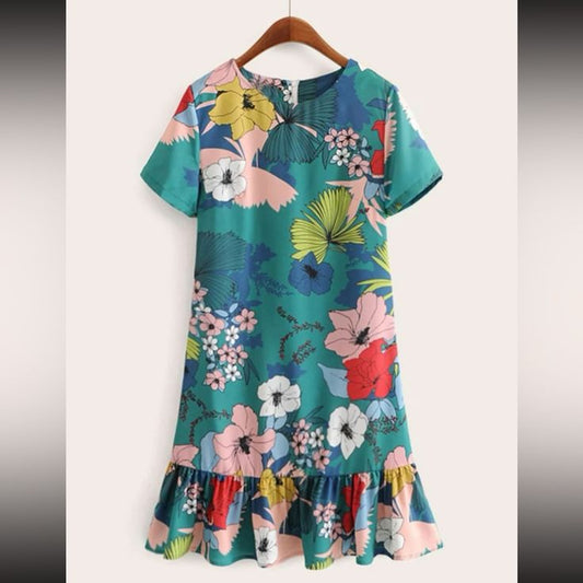 Green Floral Dress S/M