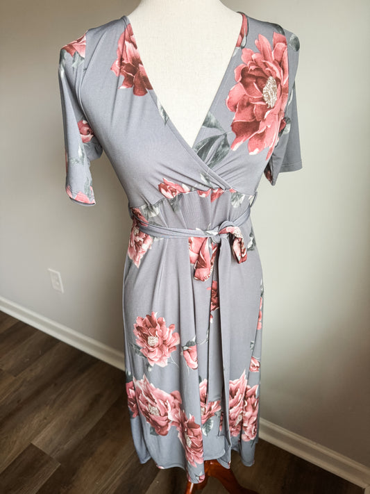 Gray Floral Dress S