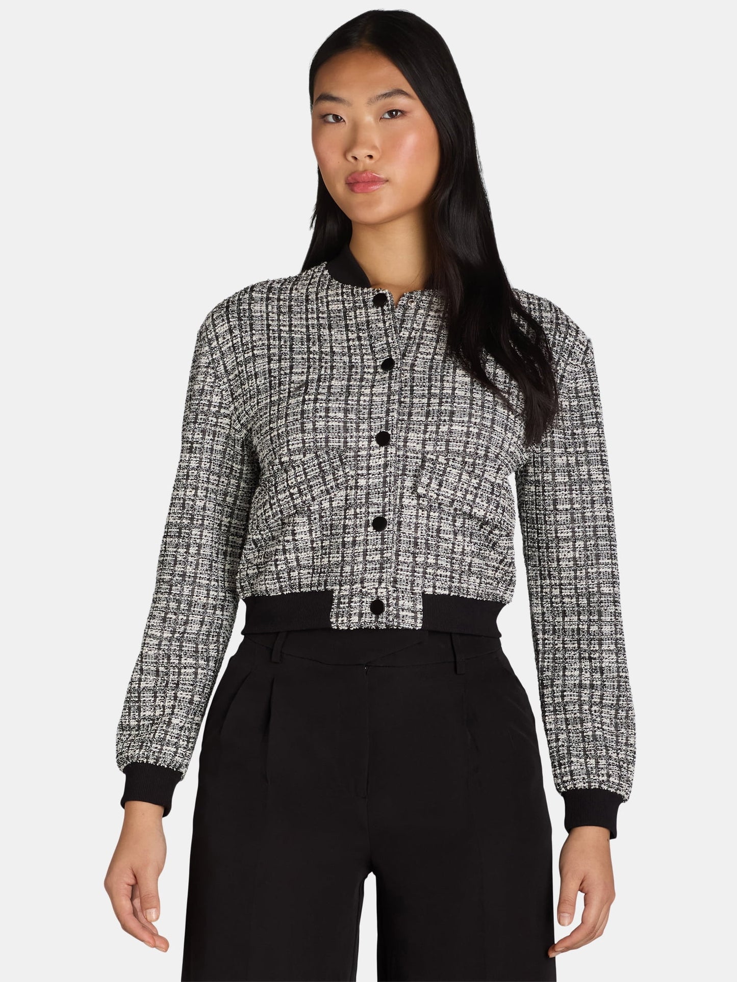 Black White Textured Jacket L/XL