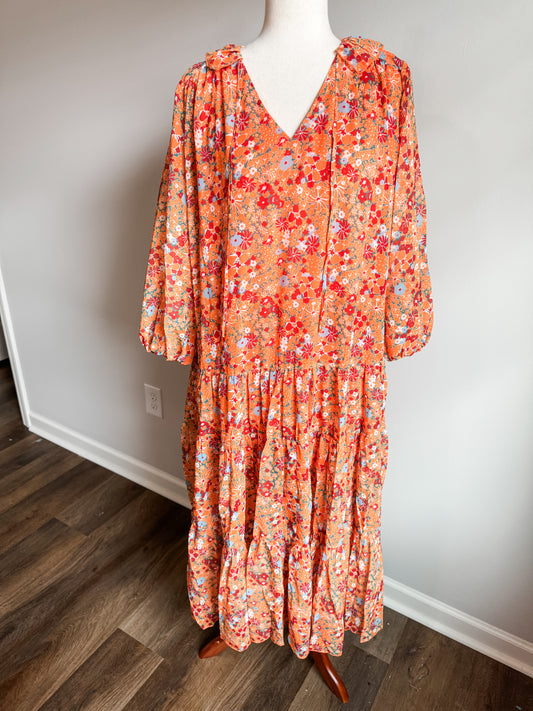 Orange Floral Maxi Dress