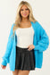 NEW Textured Sleeve Cardigan :: Hot Pink+Bright Blue