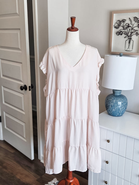 Cream Tiered Dress XL-1X