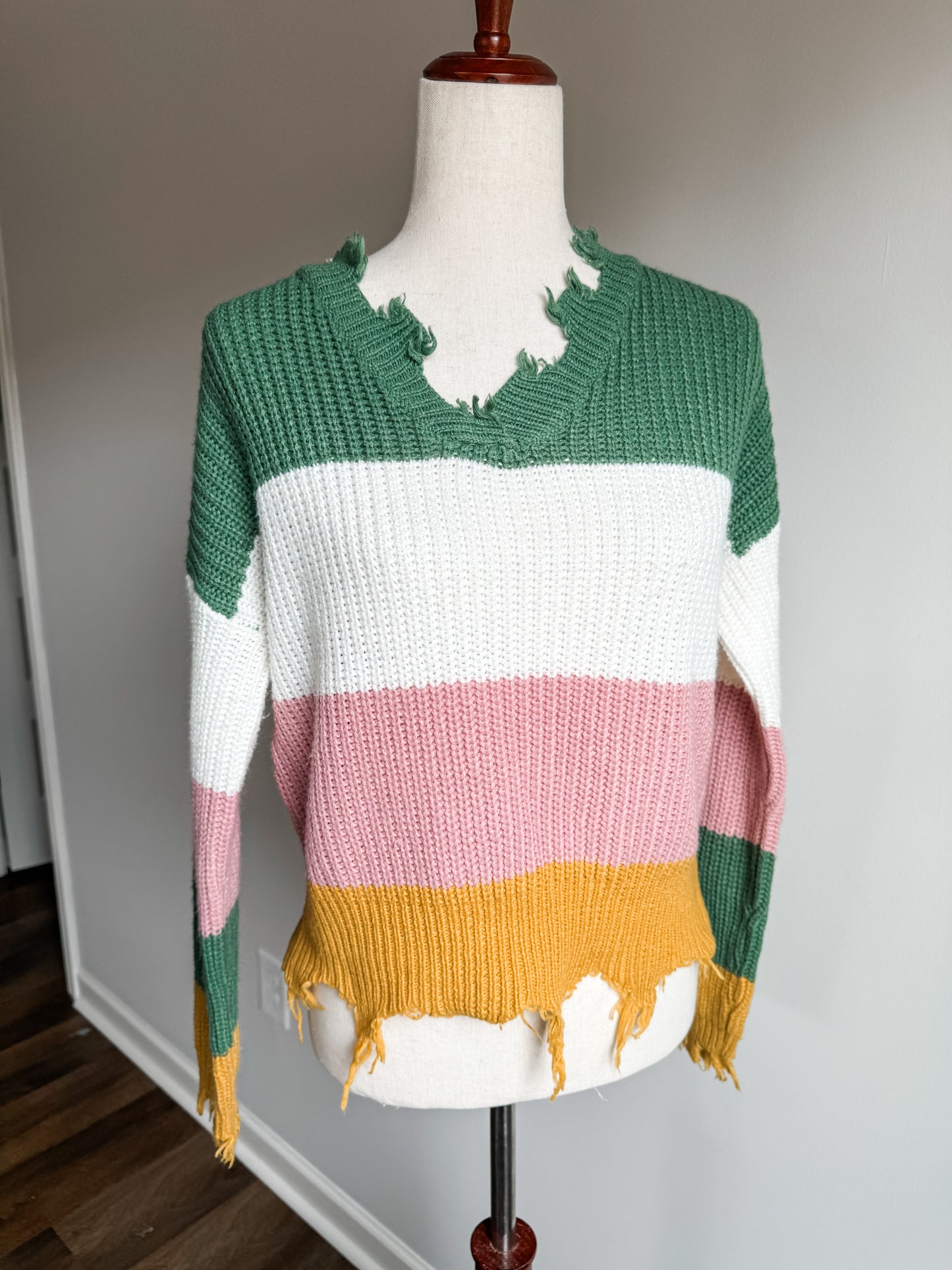 Colorblock Cropped Sweater L