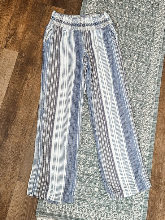 Blue White Striped Pants S