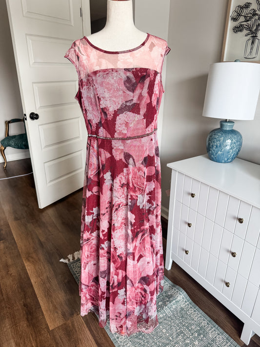 Burgundy Black Sparkly Maxi Dress L