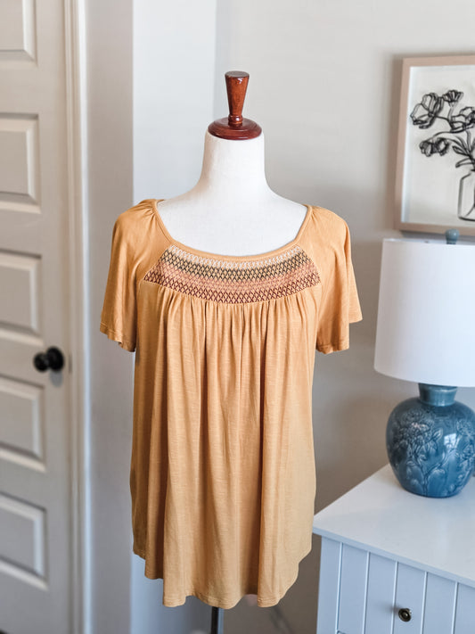 NWT Yellow Embroidered Top M