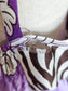 Purple Cream Brown Print Dress M/L